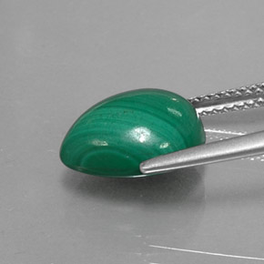 6.39 карата, натуральный Зеленый различных оттенков Малахит, Форма груши, Непрозрачный
