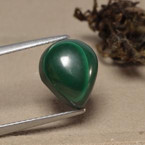 Натуральный зелёный малахит 5,60 карата форма груши, непрозрачный