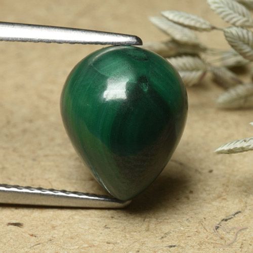 6.60ct Натуральный Зеленый Малахит, Форма груши, Непрозрачный