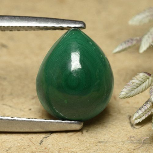 5.86ct Натуральный Зеленый Малахит, Форма груши, Непрозрачный