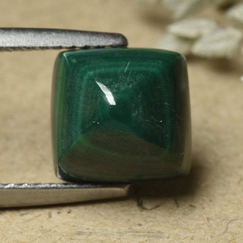 6.82ct Натуральный Сосновый зеленый Малахит, Квадрат, Непрозрачный