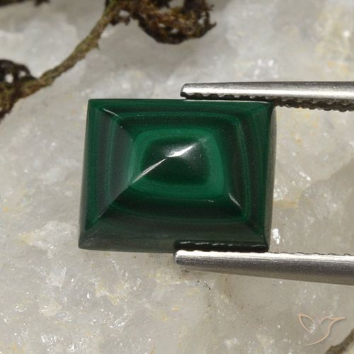 6.17ct Натуральный Средний зеленый Малахит, Огранка Багет, Непрозрачный
