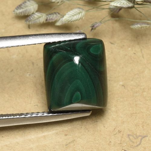 9.74ct Натуральный Сосновый зеленый Малахит, Огранка Багет, Непрозрачный