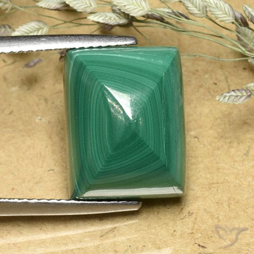 16.70ct Натуральный Зеленый Малахит, Огранка Багет, Непрозрачный