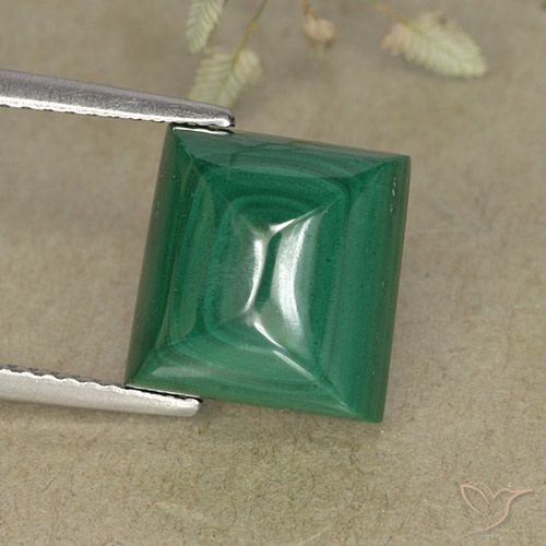 9.52ct Натуральный Зеленый Малахит, Квадрат, Непрозрачный