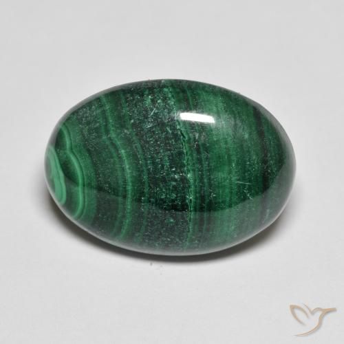 15.50ct Натуральный Темно-зеленый Малахит, Овал, Непрозрачный