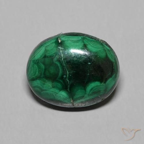 4.46ct Натуральный Средний зеленый Малахит, Овал, Непрозрачный