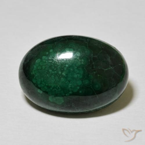 15.28ct Натуральный Темно-зеленый Малахит, Овал, Непрозрачный