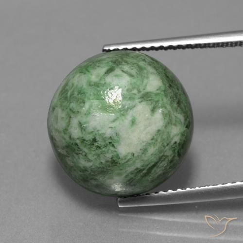 11.85ct Натуральный Теплый мох зеленый Мау-Сит-Сит, Круглый, Непрозрачный