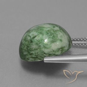 11.85 карата, натуральный Теплый мох зеленый Мау-Сит-Сит, Круглый, Непрозрачный