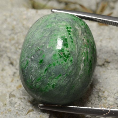35.77ct Натуральный Темно-зеленый Мау-Сит-Сит, Овал, Непрозрачный