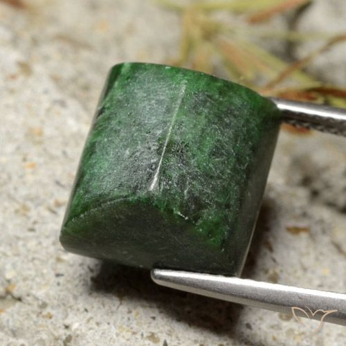 9.77ct Натуральный Темно-зеленый Мау-Сит-Сит, Огранка Багет, Непрозрачный