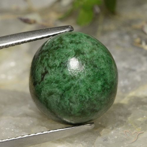 12.60ct Натуральный Темно-зеленый Мау-Сит-Сит, Круглый, Непрозрачный