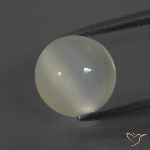3.44ct Натуральный Теплый белый Лунный камень, Круглый, Полупрозрачный