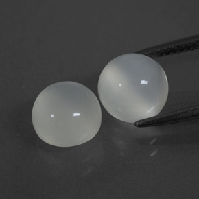 Натуральный белый лунный камень 5,18 карата огранка круг, полупрозрачный