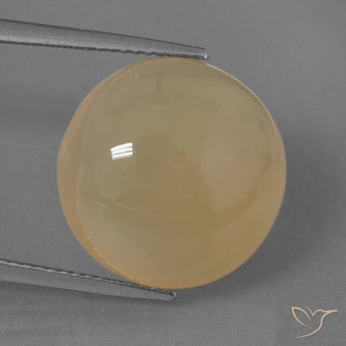14.62ct Натуральный Светло-персиково-золотой Лунный камень, Круглый, Полупрозрачный