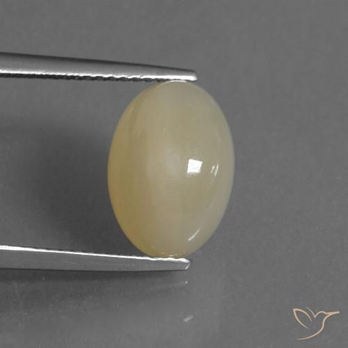 4.88ct Натуральный Светло-желтый Лунный камень, Овал, Полупрозрачный