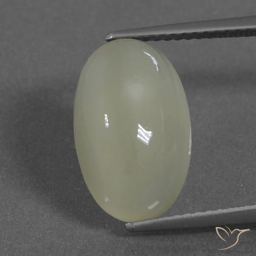 5.76ct Натуральный Серовато-желто-зеленый Лунный камень, Овал, Полупрозрачный