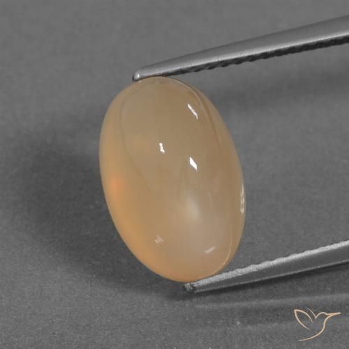5.30ct Натуральный Канталупа Апельсин Лунный камень, Овал, Полупрозрачный
