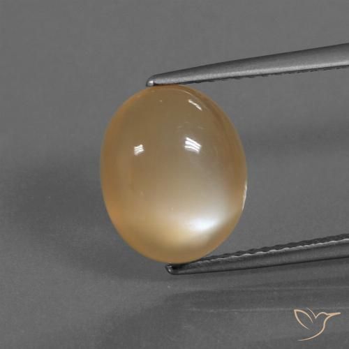 4.18ct Натуральный Оранжево-кремовый Лунный камень, Овал, Полупрозрачный