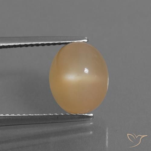 5.32ct Натуральный Оранжево-золотой Лунный камень, Овал, Полупрозрачный