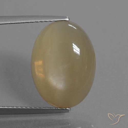 7.18ct Натуральный Средне-темно-оранжевый Лунный камень, Овал, Полупрозрачный