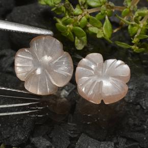 3.29 карата, натуральный Очень светло-коричневый Лунный Камень, Огранка Цветок, Полупрозрачный