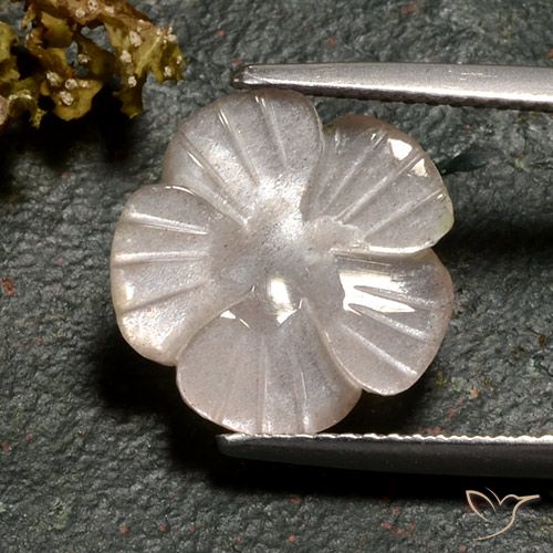 3.77ct Натуральный Светло-карамельный коричневый Лунный камень, Огранка Цветок, Полупрозрачный