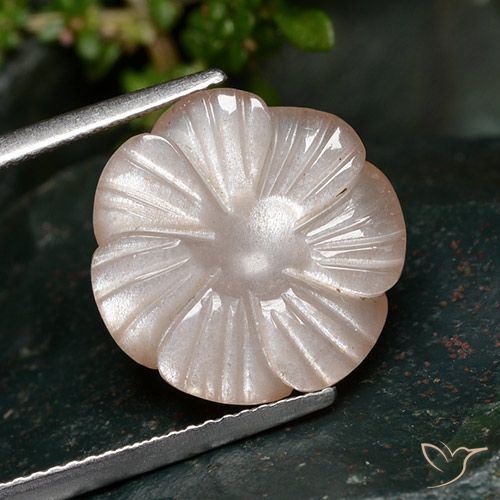 7.28ct Натуральный Перскиково-оранжевый Лунный камень, Огранка Цветок, Полупрозрачный