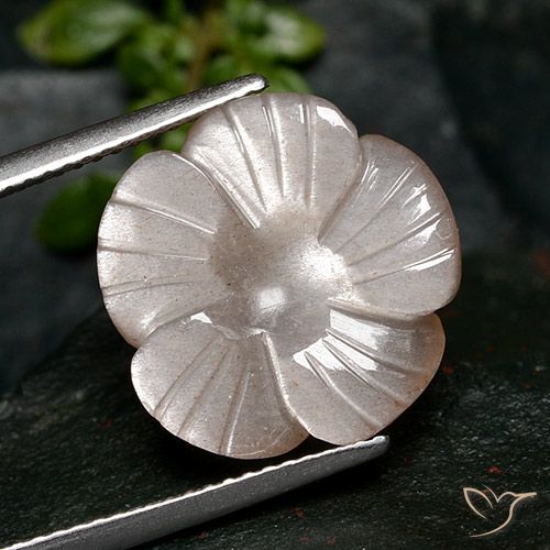 7.28ct Натуральный Очень светло-розовый Лунный камень, Огранка Цветок, Полупрозрачный