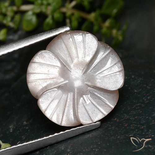 7.24ct Натуральный Очень светло-розовый Лунный камень, Огранка Цветок, Полупрозрачный