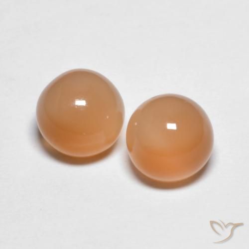 3.28ctw Натуральный Medium Light-Orange Лунный камень, Круглый, Прозрачный