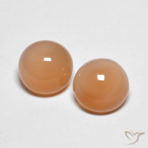 2.81ctw Натуральный Medium Light-Orange Лунный камень, Круглый, Прозрачный