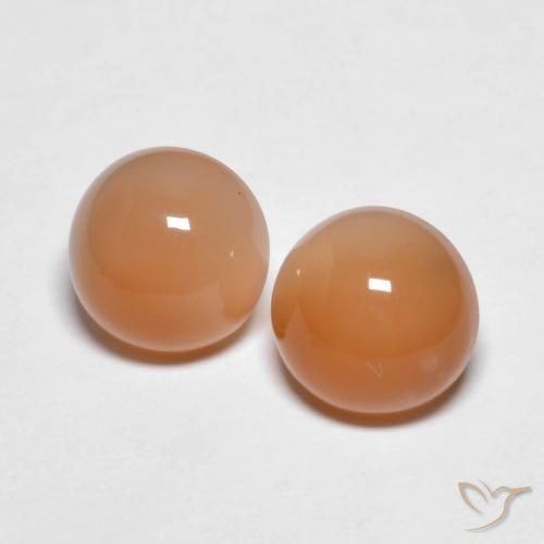 2.74ctw Натуральный Medium Light-Orange Лунный камень, Круглый, Прозрачный