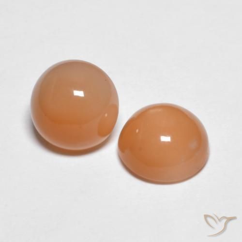 2.74 карата, натуральный Medium Light-Orange Лунный камень, Круглый, Прозрачный