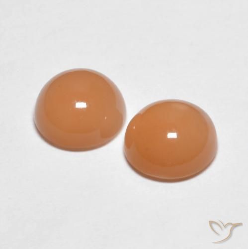2.74 карата, натуральный Medium Light-Orange Лунный камень, Круглый, Прозрачный