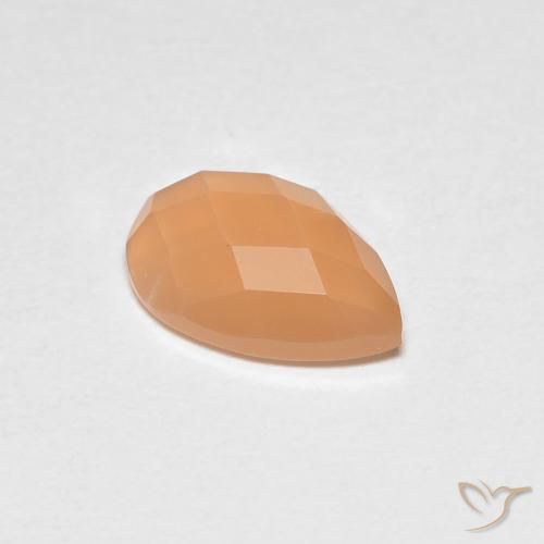 1.10ct Натуральный Теплый абрикосовый апельсин Лунный камень, Форма груши, Прозрачный