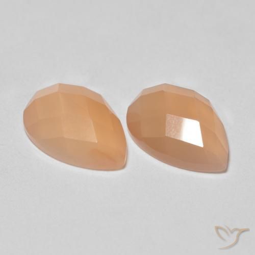 2.13 карата, натуральный Medium Light-Orange Лунный камень, Форма груши, Прозрачный