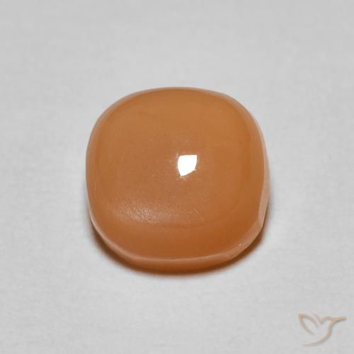 1.13ct Натуральный Теплый абрикосовый апельсин Лунный камень, Подушка, Полупрозрачный