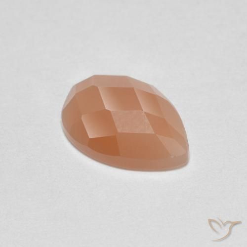 1.03ct Натуральный Перскиково-оранжевый Лунный камень, Форма груши, Прозрачный