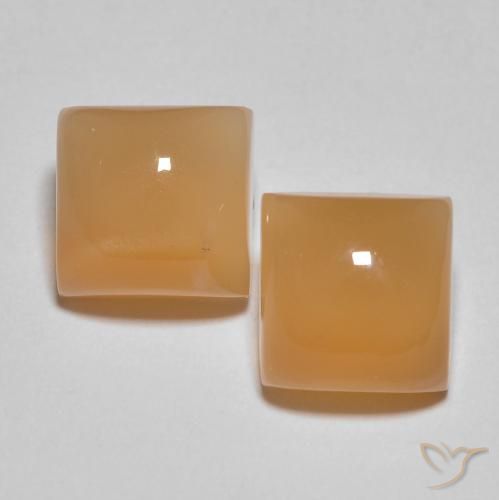 4.58ctw Натуральный Medium Light-Orange Лунный камень, Квадрат, Полупрозрачный