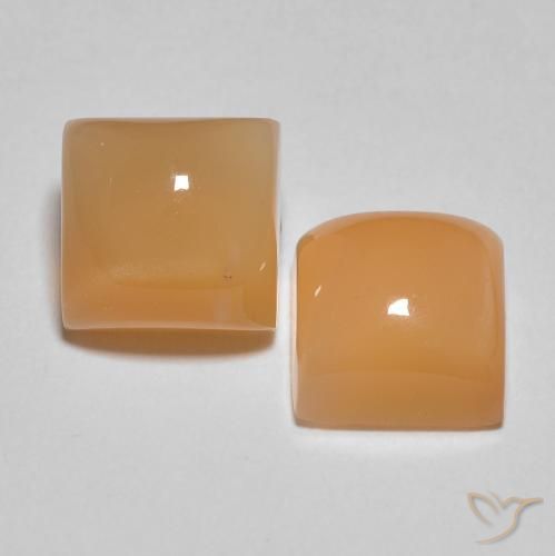4.58 карата, натуральный Medium Light-Orange Лунный камень, Квадрат, Полупрозрачный