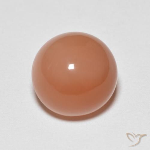 5.37ct Натуральный Светло-красновато-оранжевый Лунный камень, Круглый, Полупрозрачный