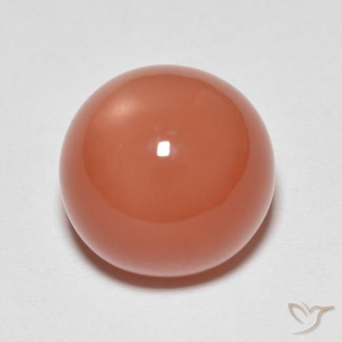 6.80ct Натуральный Красновато-оранжевый Лунный камень, Круглый, Полупрозрачный