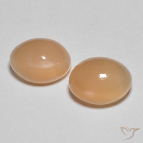 2.86ctw Натуральный Medium Light-Orange Лунный камень, Овал, Полупрозрачный