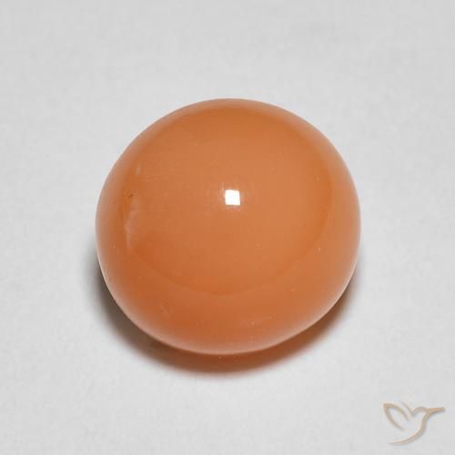 1.40ct Натуральный Светло-оранжевый Лунный камень, Круглый, Полупрозрачный