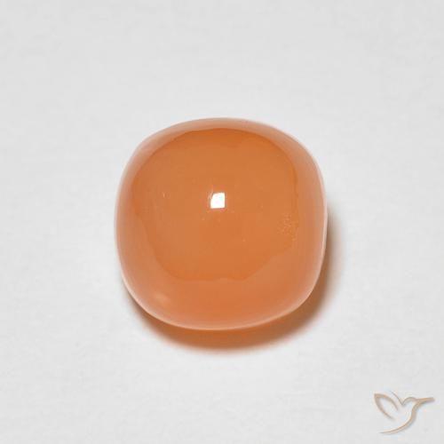 1.37ct Натуральный Теплый абрикосовый апельсин Лунный камень, Подушка, Полупрозрачный
