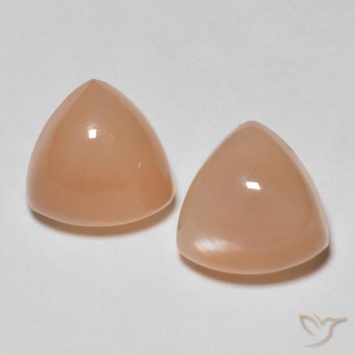 4.18ctw Натуральный Medium Dark-Orange Лунный камень, Триллион, Полупрозрачный