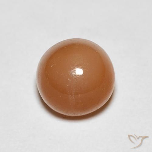 1.06ct Натуральный Перскиково-оранжевый Лунный камень, Круглый, Полупрозрачный