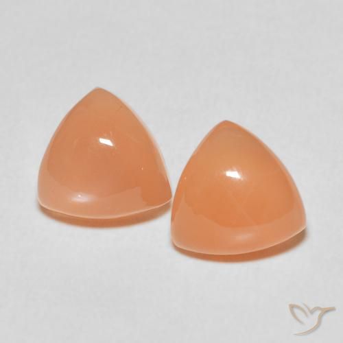 3.93ctw Натуральный Medium Light-Orange Лунный камень, Триллион, Полупрозрачный